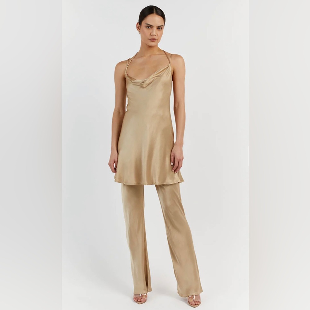 NWT DISSH SATIN TUNIC & PANTS, MATCHING SET